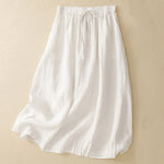 Buddha Stones Summer Casual Minimalist Drawstring Elastic Waist Solid Women's Skirts With Pockets