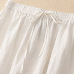 Buddha Stones Summer Casual Minimalist Drawstring Elastic Waist Solid Women's Skirts With Pockets