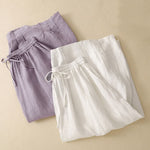 Buddha Stones Summer Casual Minimalist Drawstring Elastic Waist Solid Women's Skirts With Pockets