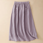 Buddha Stones Summer Casual Minimalist Drawstring Elastic Waist Solid Women's Skirts With Pockets