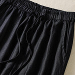 Buddha Stones Summer Casual Boho Drawstring Solid Cropped Pants Ramie Women's Harem Pants With Pockets