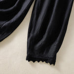 Buddha Stones Summer Casual Boho Drawstring Solid Cropped Pants Ramie Women's Harem Pants With Pockets