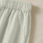 Buddha Stones Summer Casual Boho Drawstring Solid Cropped Pants Ramie Women's Harem Pants With Pockets