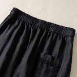 Buddha Stones Summer Casual Boho Drawstring Solid Cropped Pants Ramie Women's Harem Pants With Pockets