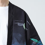 Buddha Stones Summer Casual Vintage Crane Print Men's Kimonos