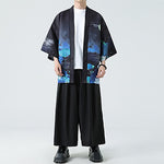 Buddha Stones Summer Casual Vintage Crane Print Men's Kimonos