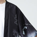 Buddha Stones Summer Casual Vintage Crane Print Men's Kimonos