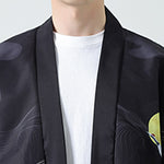 Buddha Stones Summer Casual Vintage Crane Print Men's Kimonos