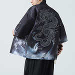 Buddha Stones Summer Casual Vintage Crane Print Men's Kimonos