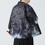 Buddha Stones Summer Casual Vintage Crane Print Men's Kimonos