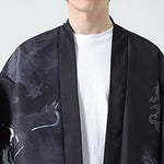 Buddha Stones Summer Casual Vintage Crane Print Men's Kimonos
