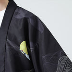 Buddha Stones Summer Casual Vintage Crane Print Men's Kimonos