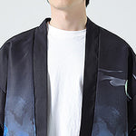 Buddha Stones Summer Casual Vintage Crane Print Men's Kimonos