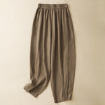Buddha Stones Summer Casual Minimalist Solid Cropped Pants Vertical Seam Women's Harem Pants With Pockets