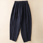 Buddha Stones Summer Casual Minimalist Solid Cropped Pants Vertical Seam Women's Harem Pants With Pockets