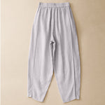 Buddha Stones Summer Casual Minimalist Solid Cropped Pants Vertical Seam Women's Harem Pants With Pockets