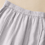Buddha Stones Summer Casual Minimalist Solid Cropped Pants Vertical Seam Women's Harem Pants With Pockets