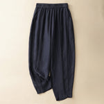 Buddha Stones Summer Casual Minimalist Solid Cropped Pants Vertical Seam Women's Harem Pants With Pockets
