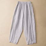 Buddha Stones Summer Casual Minimalist Solid Cropped Pants Vertical Seam Women's Harem Pants With Pockets