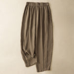 Buddha Stones Summer Casual Minimalist Solid Cropped Pants Vertical Seam Women's Harem Pants With Pockets