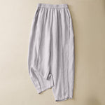Buddha Stones Summer Casual Minimalist Solid Cropped Pants Vertical Seam Women's Harem Pants With Pockets