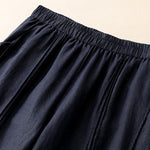 Buddha Stones Summer Casual Minimalist Solid Cropped Pants Vertical Seam Women's Harem Pants With Pockets