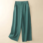 Buddha Stones Summer Minimalist Elegant Solid Cropped Pants Women's Straight Leg Pants With Pockets