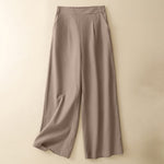 Buddha Stones Summer Minimalist Elegant Solid Cropped Pants Women's Straight Leg Pants With Pockets