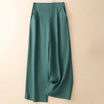 Buddha Stones Summer Minimalist Elegant Solid Cropped Pants Women's Straight Leg Pants With Pockets