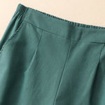 Buddha Stones Summer Minimalist Elegant Solid Cropped Pants Women's Straight Leg Pants With Pockets