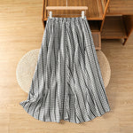 Buddha Stones Summer Casual Vintage vertical Plaid A-line Women's Skirts With Pocket
