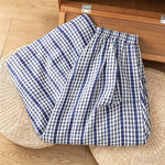 Buddha Stones Summer Casual Vintage vertical Plaid A-line Women's Skirts With Pocket