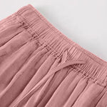 Buddha Stones Summer Casual Boho Drawstring Solid Capri Pants Women's Wide Leg Pants With Pockets
