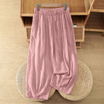 Buddha Stones Summer Casual Boho Drawstring Solid Capri Pants Women's Wide Leg Pants With Pockets