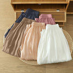 Buddha Stones Summer Casual Boho Drawstring Solid Capri Pants Women's Wide Leg Pants With Pockets