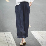 Buddha Stones Summer Casual Boho Drawstring Solid Capri Pants Women's Wide Leg Pants With Pockets