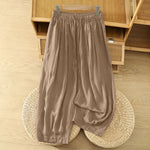 Buddha Stones Summer Casual Boho Drawstring Solid Capri Pants Women's Wide Leg Pants With Pockets