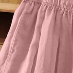 Buddha Stones Summer Casual Boho Drawstring Solid Capri Pants Women's Wide Leg Pants With Pockets