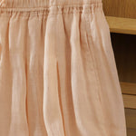 Buddha Stones Summer Casual Boho Drawstring Solid Capri Pants Women's Wide Leg Pants With Pockets