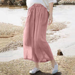 Buddha Stones Summer Casual Boho Drawstring Solid Capri Pants Women's Wide Leg Pants With Pockets