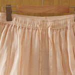 Buddha Stones Summer Casual Boho Drawstring Solid Capri Pants Women's Wide Leg Pants With Pockets