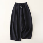 Buddha Stones Summer Casual Minimalist Drawstring Solid Cropped Pants Women's Wide Leg Pants With Pockets