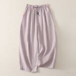 Buddha Stones Summer Casual Minimalist Drawstring Solid Cropped Pants Women's Wide Leg Pants With Pockets
