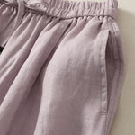Buddha Stones Summer Casual Minimalist Drawstring Solid Cropped Pants Women's Wide Leg Pants With Pockets