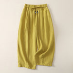 Buddha Stones Summer Casual Minimalist Drawstring Solid Cropped Pants Women's Wide Leg Pants With Pockets