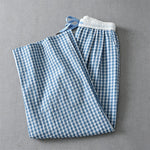 Buddha Stones Summer Casual Drawstring Plaid Ankle Pants Women's Straight Leg Pants With Pocket