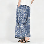 Buddha Stones Summer Boho Casual Drawstring Floral Capri Pants Men's Wide Leg Pants With Pocket