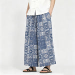 Buddha Stones Summer Boho Casual Drawstring Floral Capri Pants Men's Wide Leg Pants With Pocket