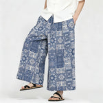 Buddha Stones Summer Boho Casual Drawstring Floral Capri Pants Men's Wide Leg Pants With Pocket