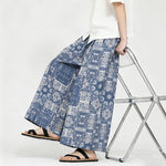 Buddha Stones Summer Boho Casual Drawstring Floral Capri Pants Men's Wide Leg Pants With Pocket